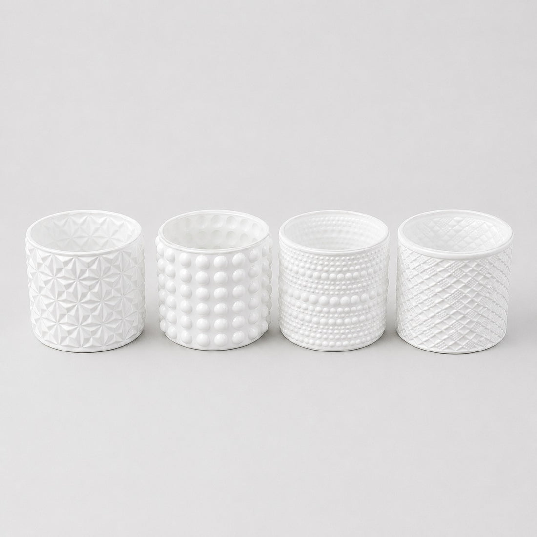 ARPIMEX Glass Jars Candle Holders D 7 Cm H 6.8 Cm White Mix 4 Pcs