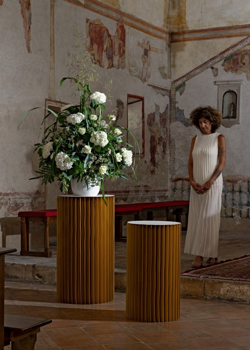 Cupido&Co. Folding Paper Cylinder with Tray D 350 Mm H 600 Mm Beige