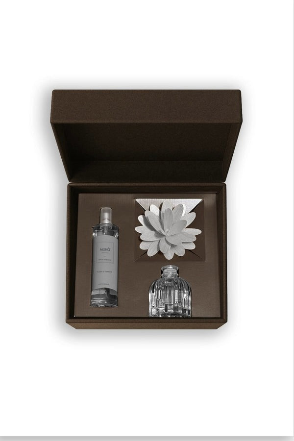Muhà Confezione Regalo Diffusore Flower Fiori di Cotone + Spray 100 ml – Idea Regalo Natale