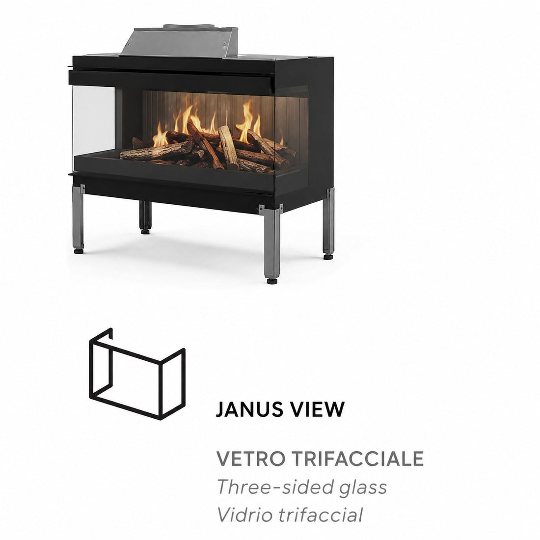 Nobis Janus 90 Ventless Electric Fireplace with 4K LED Holographic Flame