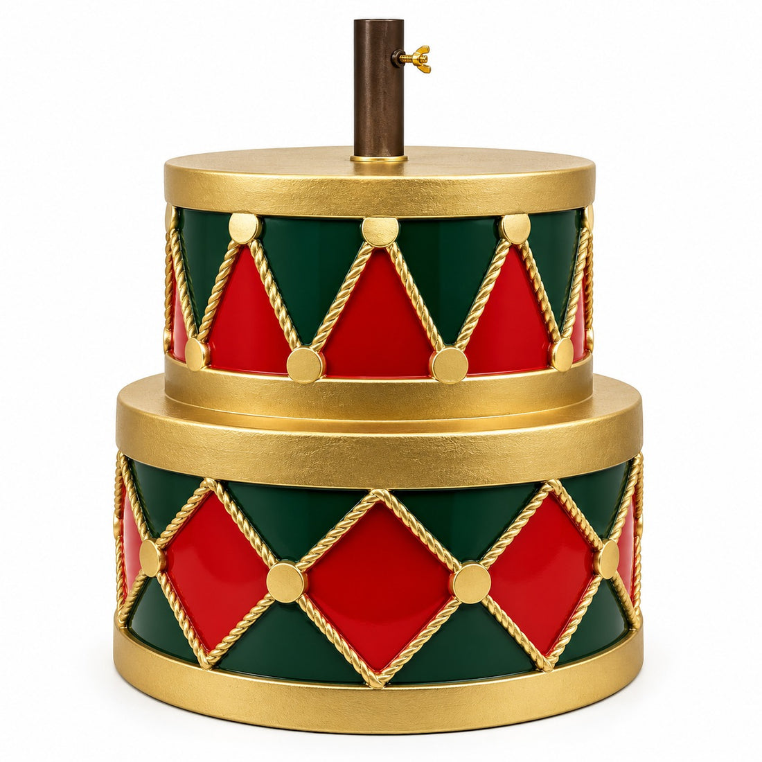 Decorative Christmas Tree Base Drum Overlapping Polyresin 50 x 50 x 45 cm