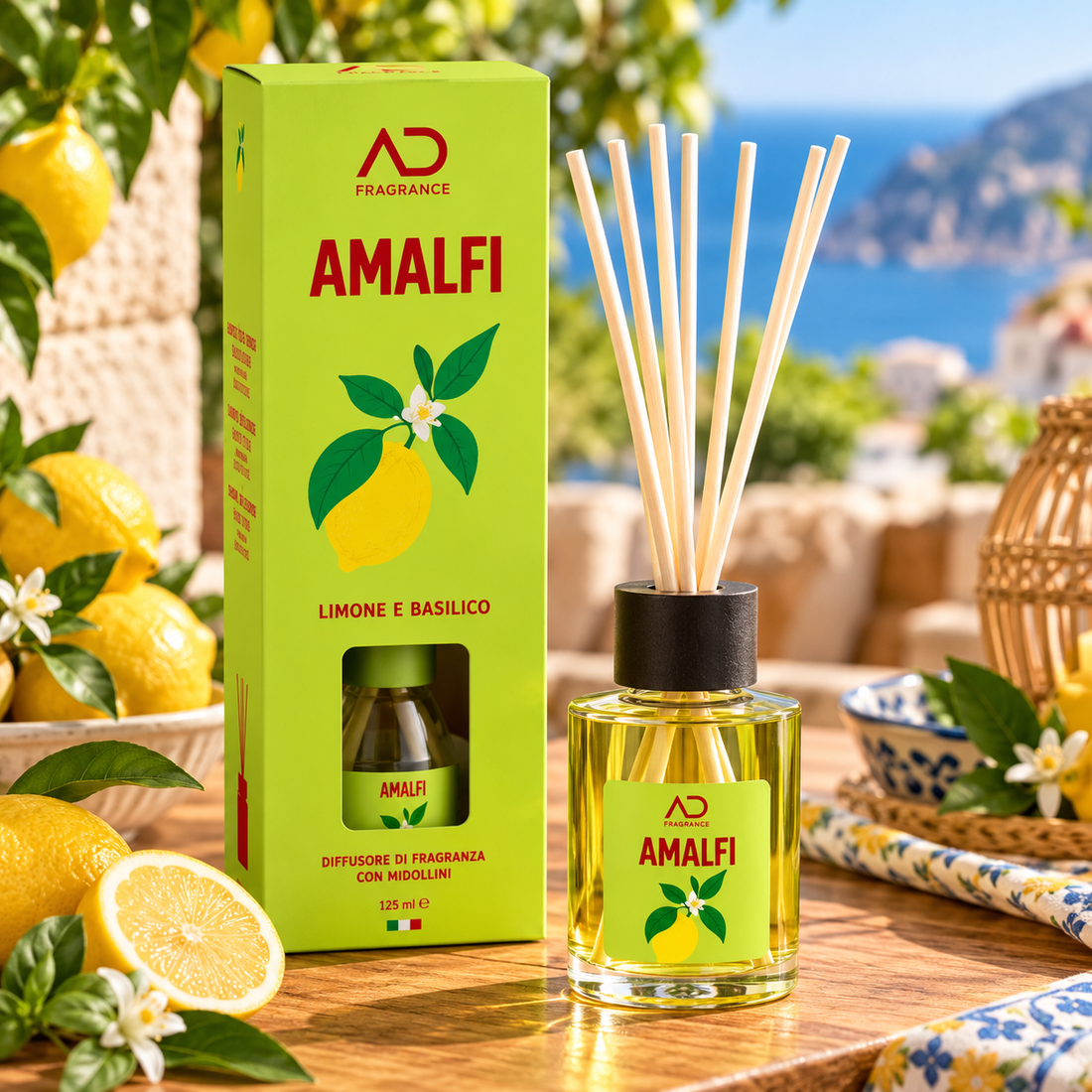 Ad Trend Diffusore di Fragranza Amalfi con Midollini 125 ml – Profumatore per Ambienti e Arredo Casa