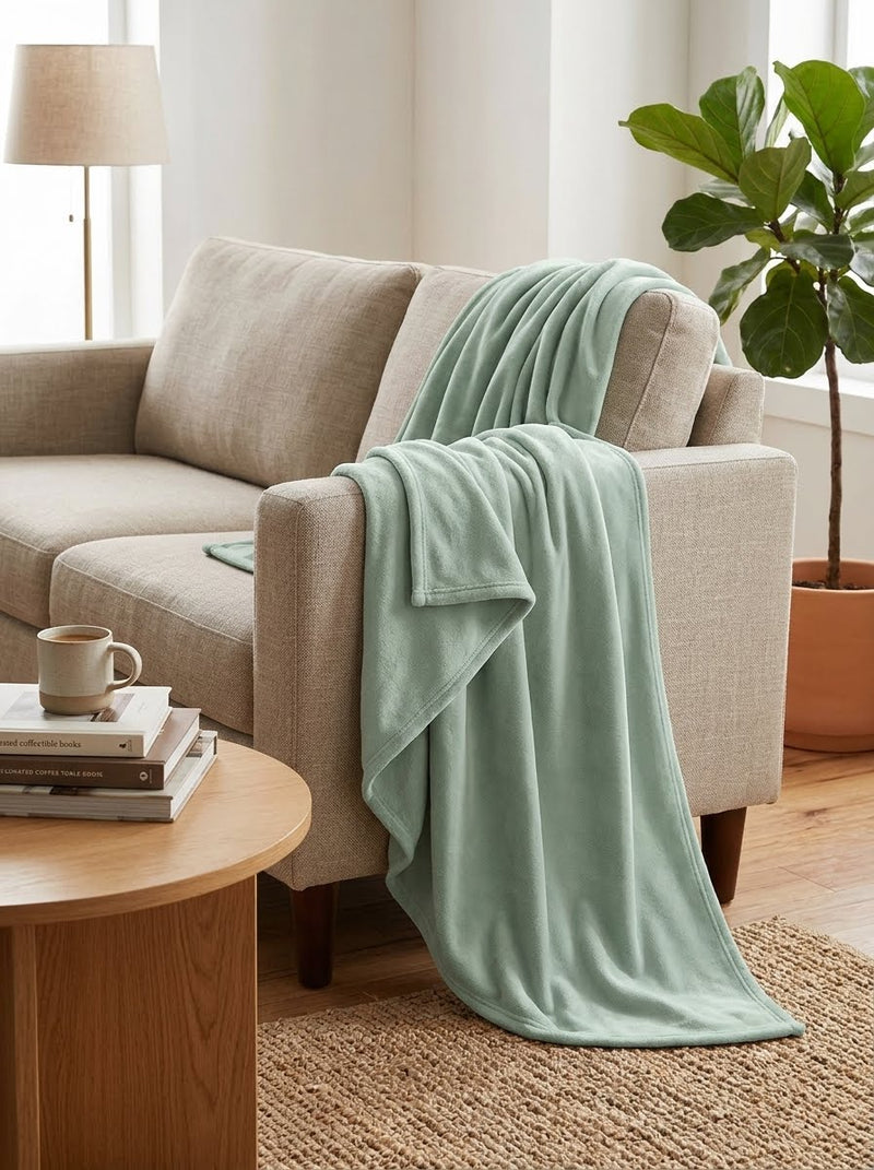 Androni Giocattoli Medium Plain Fleece Throw – Soft, Warm Blanket for Sofa and Bed, Assorted 1 pc
