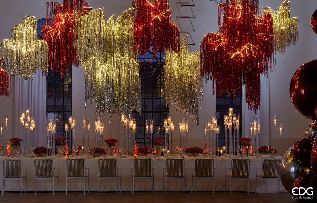 EDG Enzo De Gasperi Christmas Tree Led Fringes 2.160 Microled H 300 Cm D 160 Cm Red