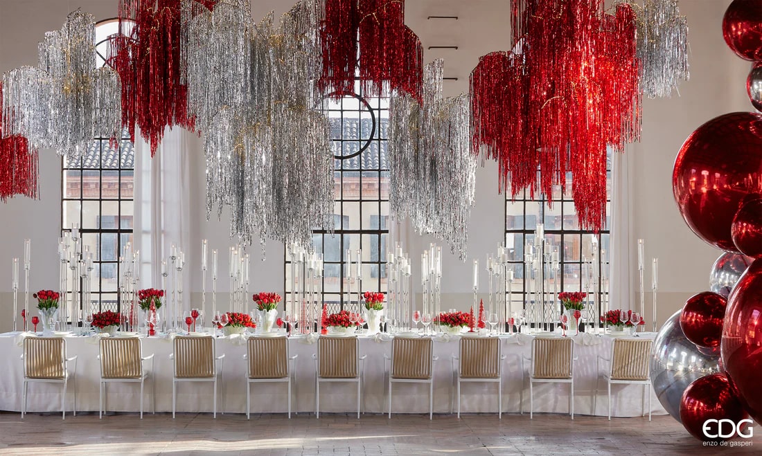 EDG Enzo De Gasperi Christmas Tree Led Fringes 2.160 Microled H 300 Cm D 160 Cm Red