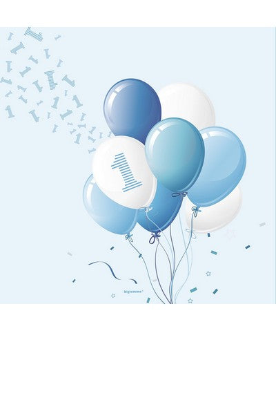 bigiemme bigiemme tovagliolo compleanno palloncini 33 x 33 cm azzurro cf 20 pz ean 8054317181770