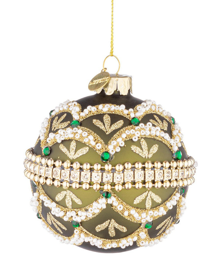 bizzotto bizzotto sfera di natale beloved d 80 mm vetro verde con brillanti e perle ean 8051836743373
