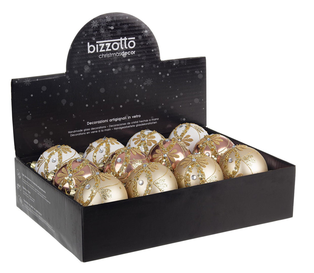 bizzotto bizzotto sfera di natale garish d 80 mm ass bianco rosa oro 1 pz ean 8051836748996