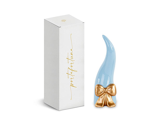 cupidoco cupidoco cornetto celeste con fiocco oro h 120 mm con scatola ideale bomboniera ean 8058196016277