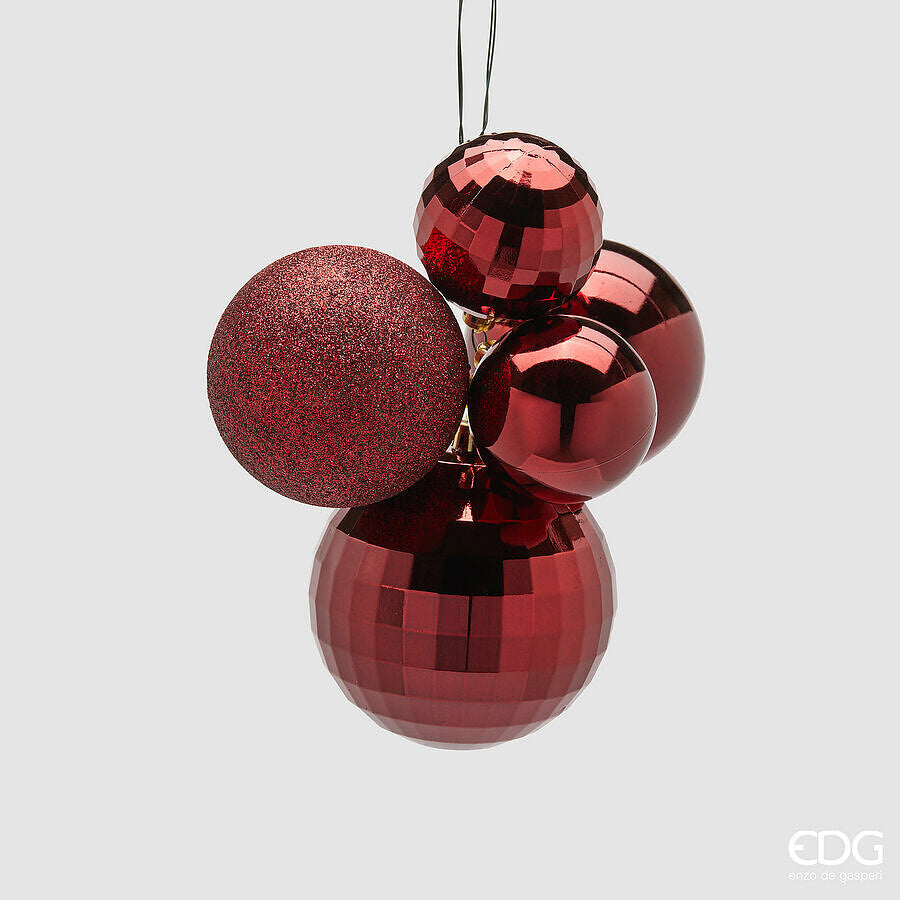 edg enzo de gasperi edg enzo de gasperi addobbo di natale grappolo mirrormix 5 pz burgundy ean 8059824533029