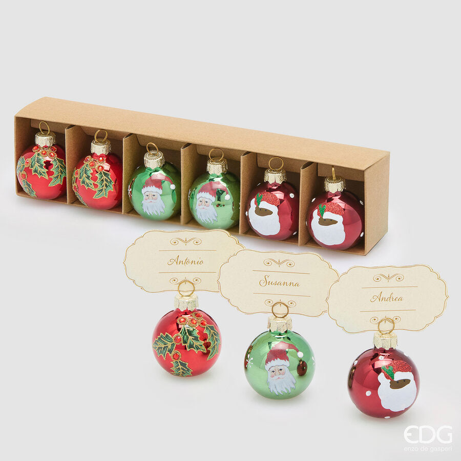 edg enzo de gasperi edg enzo de gasperi addobbo palla babbo natale vetro ass d 4 cm cf 6 pz verde rosso ean 8059824525598