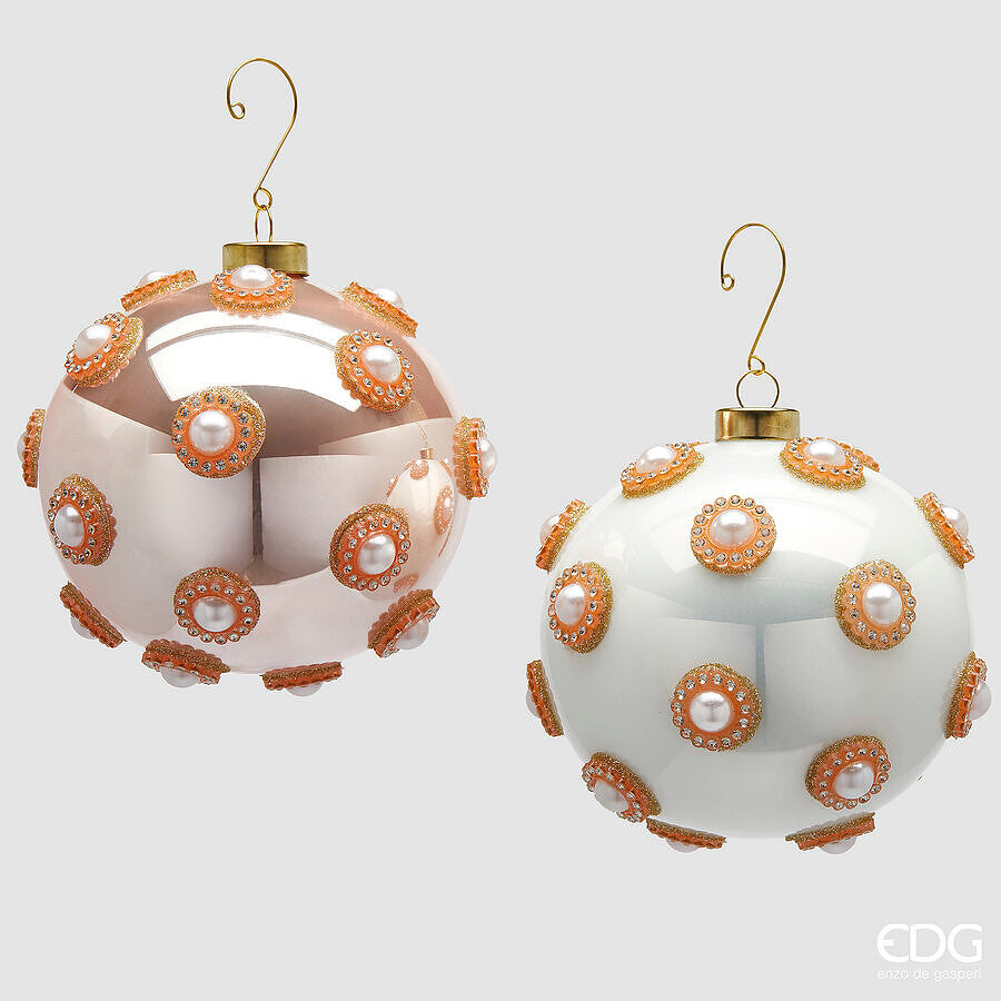 edg enzo de gasperi edg enzo de gasperi addobbo palla natale con perle e strass ass d 13 cm white pink 1 pz ean 8059824508522