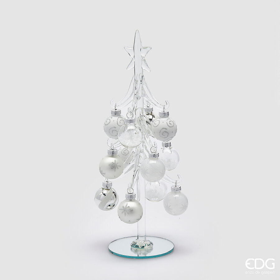 edg enzo de gasperi edg enzo de gasperi albero di natale in vetro decorato su base h 26 cm d 9 cm natural ean 8059824571694