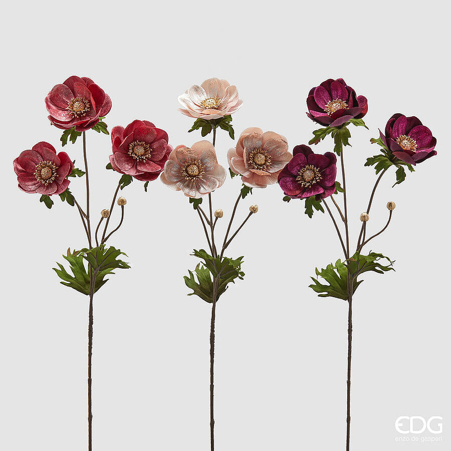 edg enzo de gasperi edg enzo de gasperi anemone velluto ramo con foglie ass h 80 cm pink mix ean 8059824579485