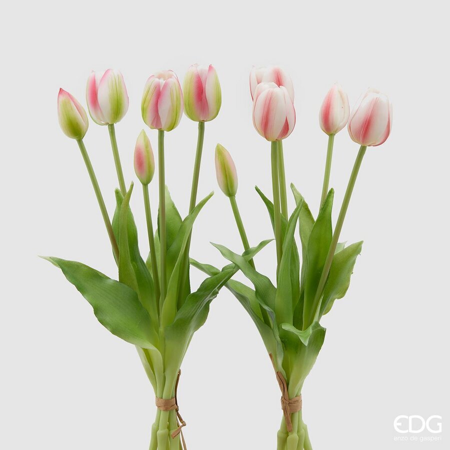 edg enzo de gasperi edg enzo de gasperi bouquet di 5 tulipani chiusi gomma olis ass h 40 cm bianco o rosa 1 pz ean 8059824081803