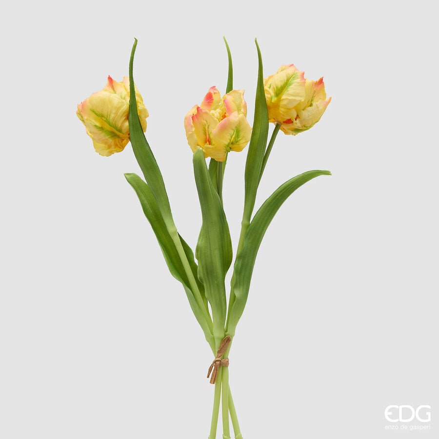 edg enzo de gasperi edg enzo de gasperi bouquete tulipano parrot x3 h 40 cm con bocciolo giallo chiaro ean 8059824612625