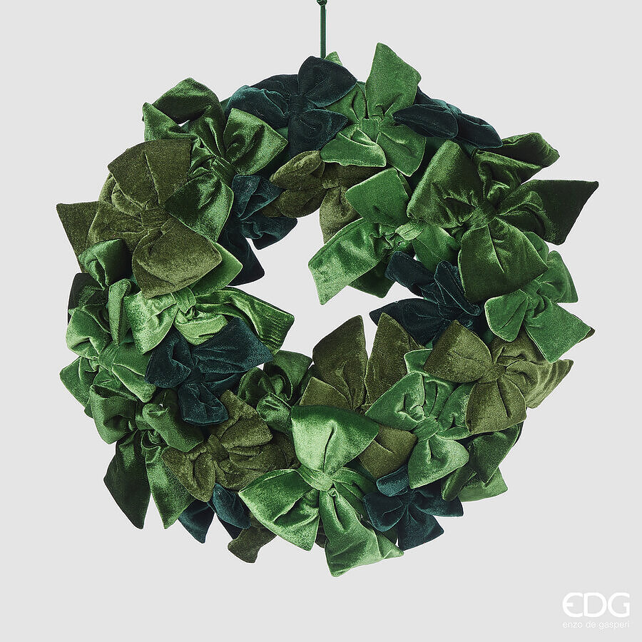 edg enzo de gasperi edg enzo de gasperi decoro corona d 60 cm fiocchi ghirlanda natalizia velluto verde ean 8059824567321