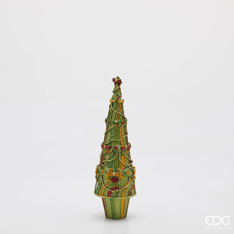 edg enzo de gasperi edg enzo de gasperi decoro decoglitter pino e fiocchi di natale h 31 cm d 10 cm poliresina multicolor ean 8059824597953