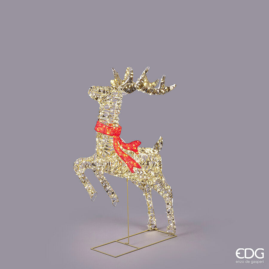 edg enzo de gasperi edg enzo de gasperi decoro natale renna con fiocco 720 microled h 93 cm l 50 cm l 18 cm ip44 gold ean 8059824546951
