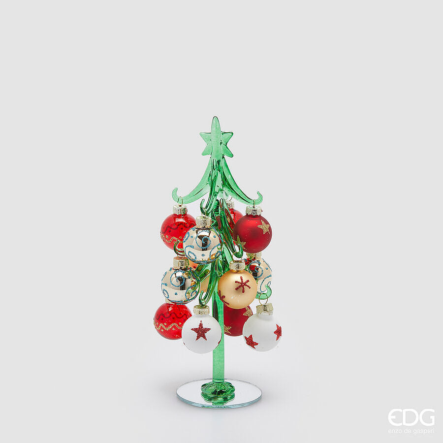 edg enzo de gasperi edg enzo de gasperi decoro pino in vetro natale decorato h 22 cm d 8 cm green red ean 8059824571656