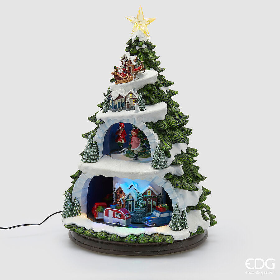 edg enzo de gasperi edg enzo de gasperi diorama pino natale h 46 cm d 31 cm musica movimento e led multicolor ean 8059824561886