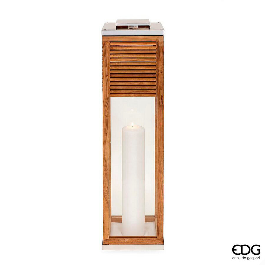 edg enzo de gasperi edg enzo de gasperi lanterna listelli quadrato con manico h 126 cm l 31 cm l 31 cm marrone ean 8059824638694