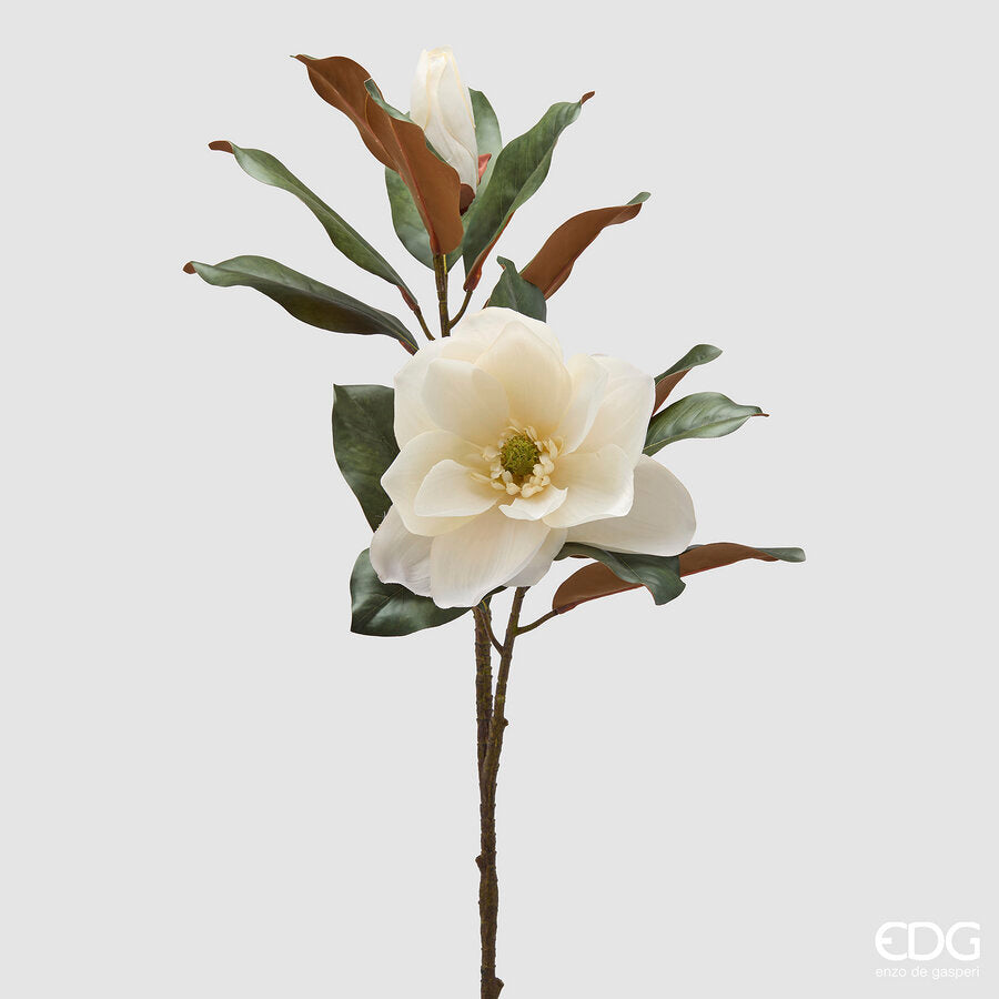 edg enzo de gasperi edg enzo de gasperi magnolia ramo con foglie e bocciolo h 85 cm pianta artificiale colore avorio ean 8059824613851