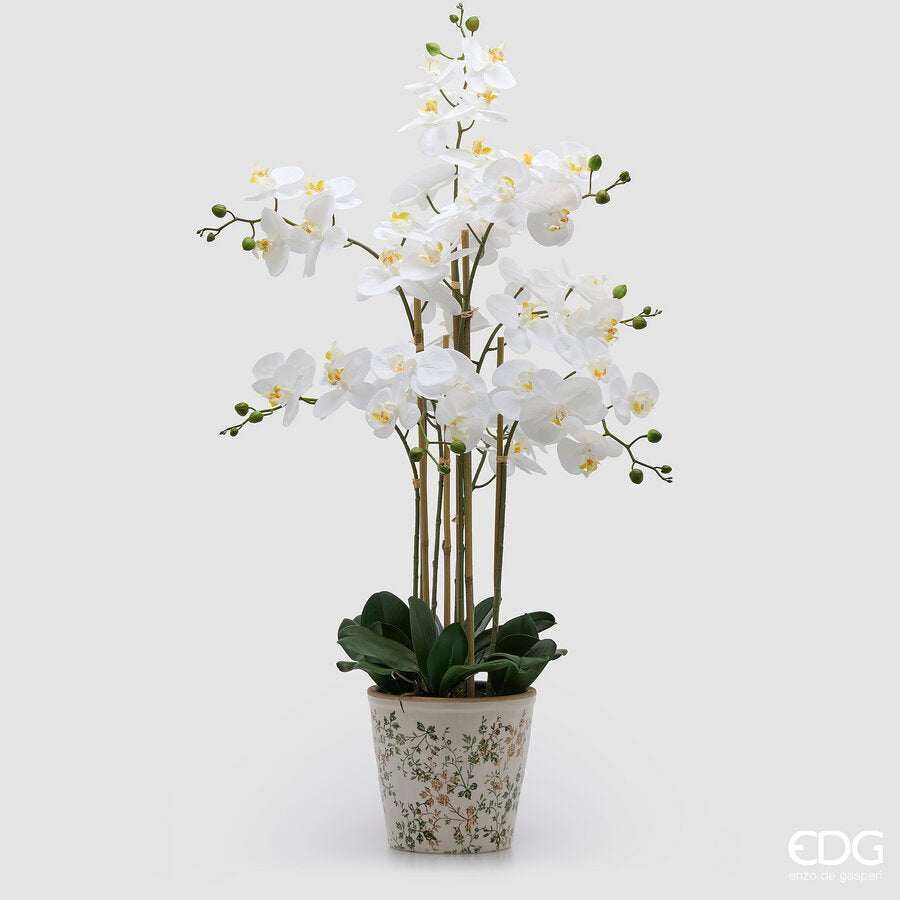 edg enzo de gasperi edg enzo de gasperi orchidea phalaenopsis x8 con bocciolo e vaso pianta artificiale h 90 cm bianco ean 8059824669285