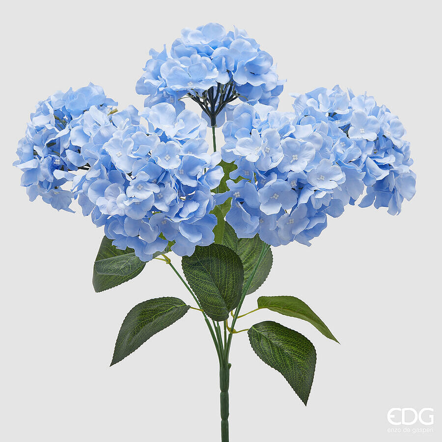 edg enzo de gasperi edg enzo de gasperi ortensia bouquet x6 con foglie h 50 cm pianta artificiale colore celeste ean 8059824606716