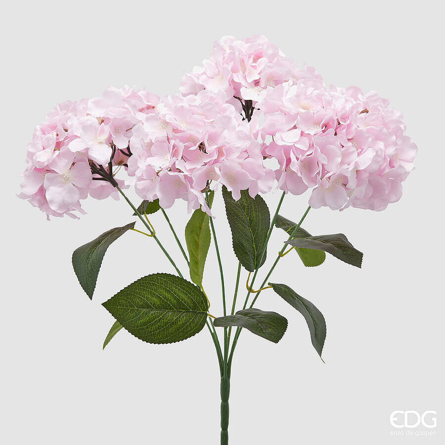 edg enzo de gasperi edg enzo de gasperi ortensia bouquet x6 con foglie h 50 cm pianta artificiale colore rosa ean 8059824606655