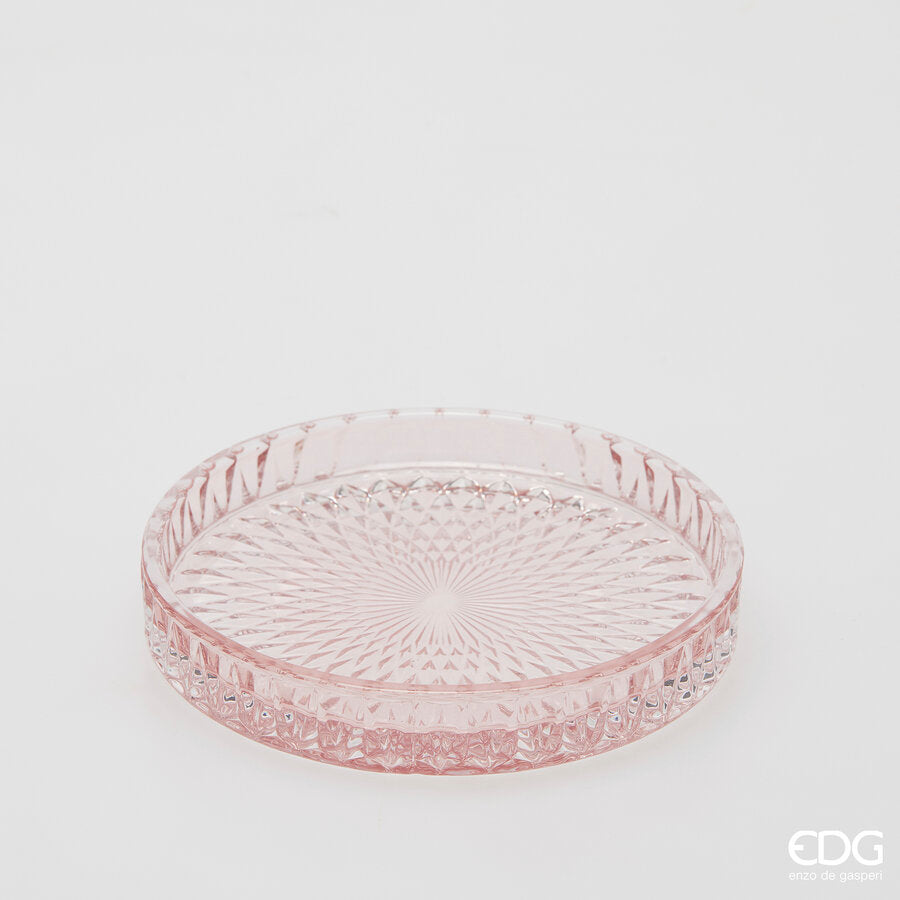 edg enzo de gasperi edg enzo de gasperi piatto decorativo micro quadretti rotondo h 25 cm d 16 cm vetro rosa ean 8059824610638