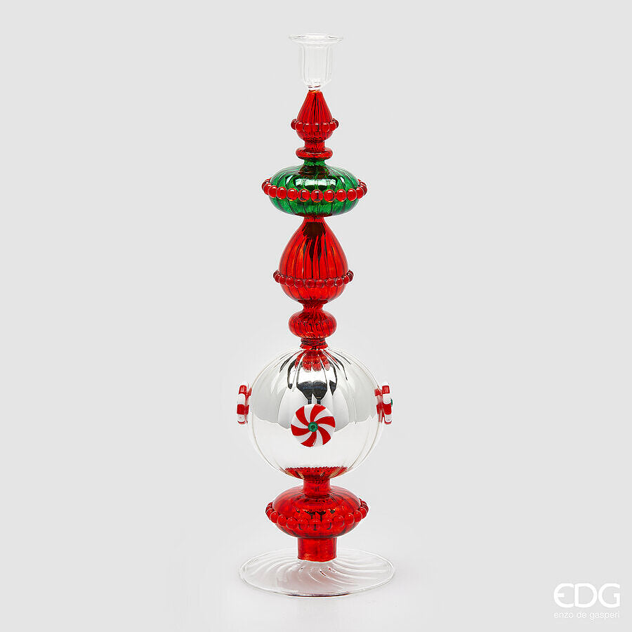 edg enzo de gasperi edg enzo de gasperi portacandela candy di natale h 44 cm green red ean 8059824510228