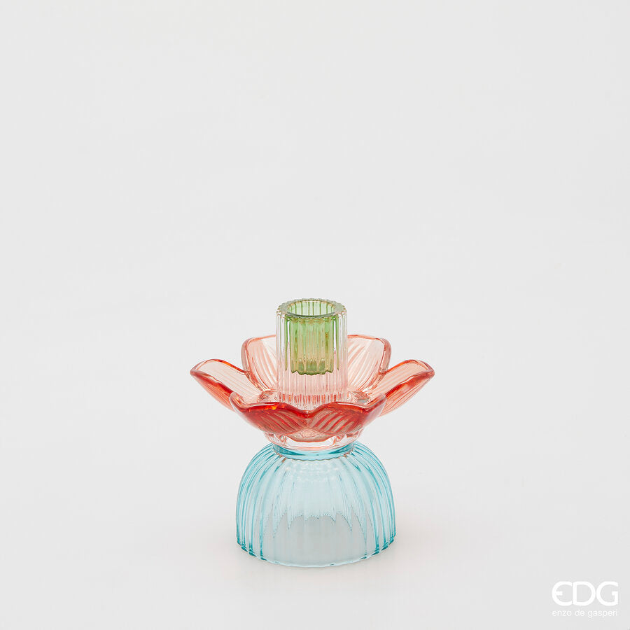 edg enzo de gasperi edg enzo de gasperi portacandela flower in vetro h 125 cm d 12 cm blu mix ean 8059824610041
