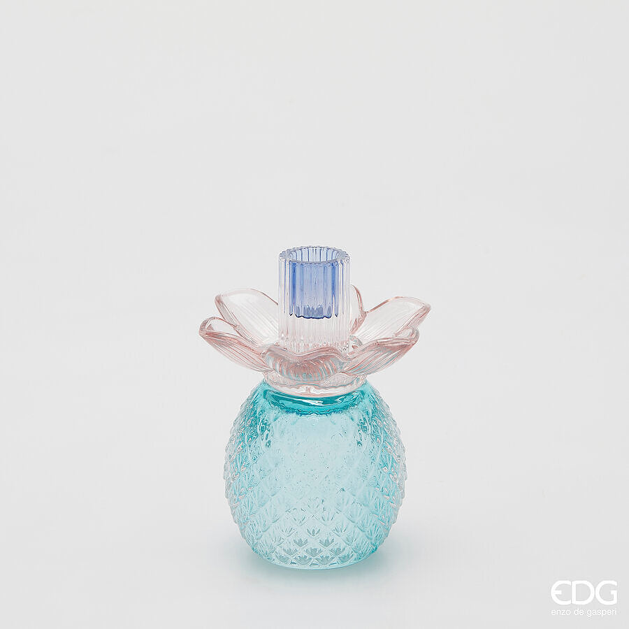 edg enzo de gasperi edg enzo de gasperi portacandela flower in vetro h 16 cm d 12 cm blu mix ean 8059824610355