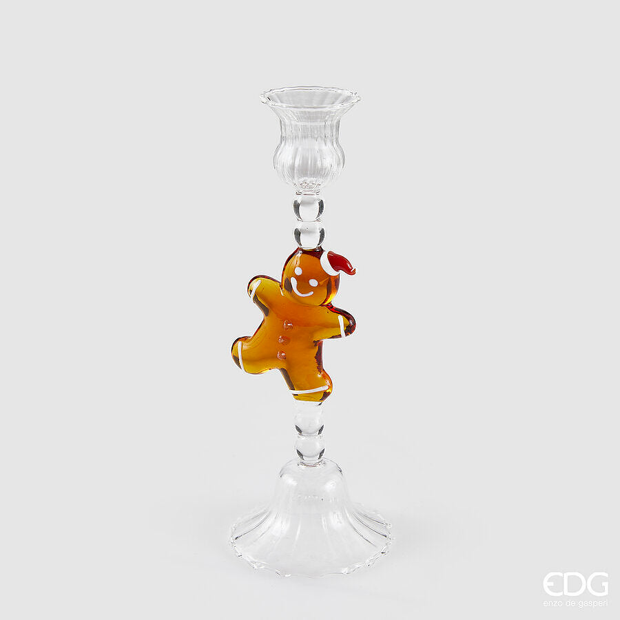 edg enzo de gasperi edg enzo de gasperi portacandela marzapane di natale h 23 cm d 85 cm vetro amber ean 8059824577597