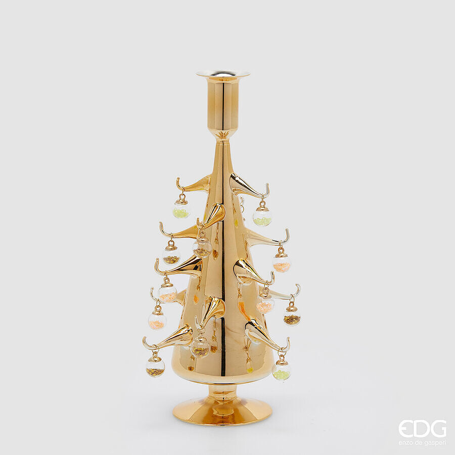 edg enzo de gasperi edg enzo de gasperi portacandela pino natalizio con decori h 28 cm vetro oro ean 8059824571854