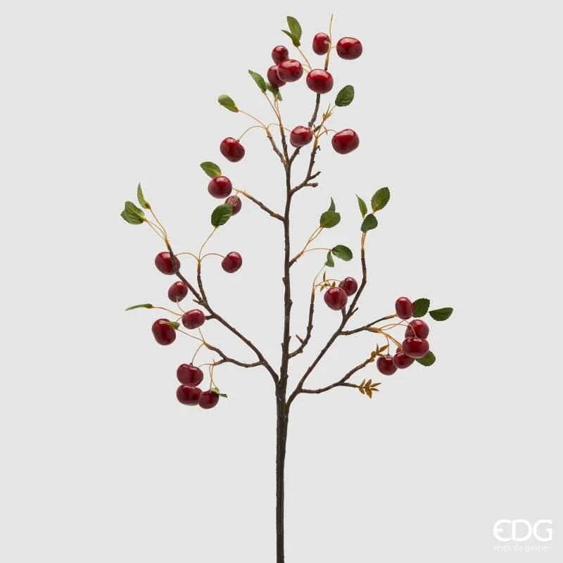 edg enzo de gasperi edg enzo de gasperi ramo di ciliegie artificiale h 95 cm con frutti e foglie rosso