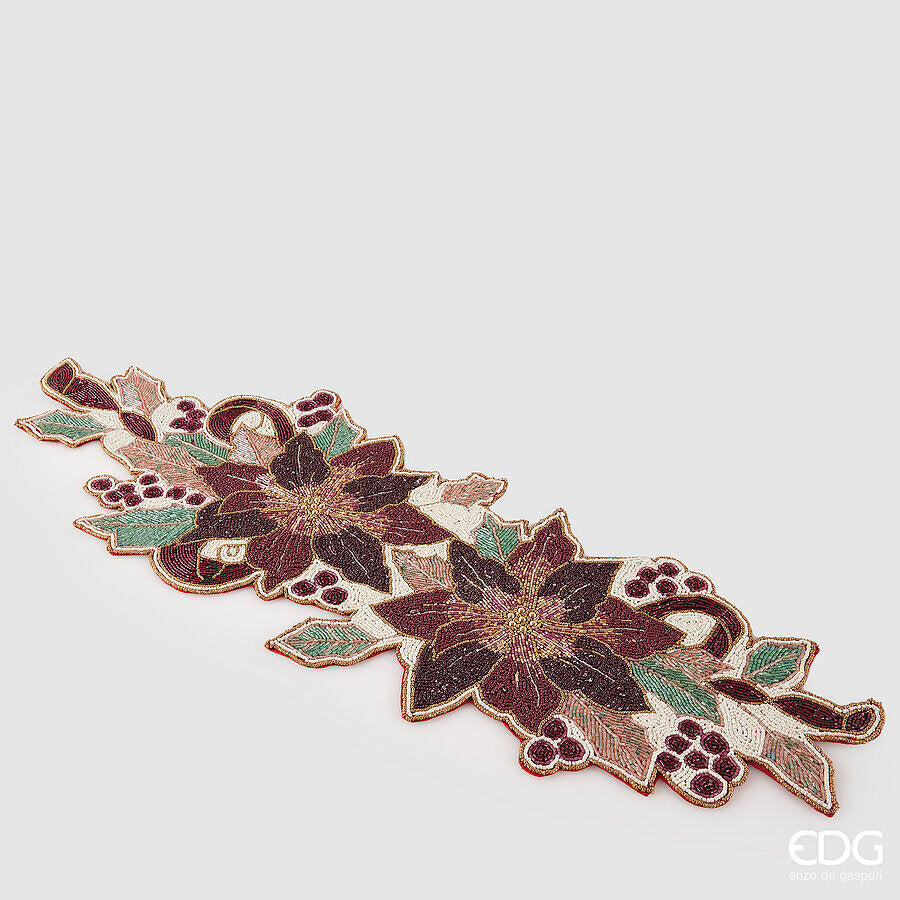 edg enzo de gasperi edg enzo de gasperi runner stellanatale l 90 cm l 30 cm con perline in vetro white red ean 8059824559937