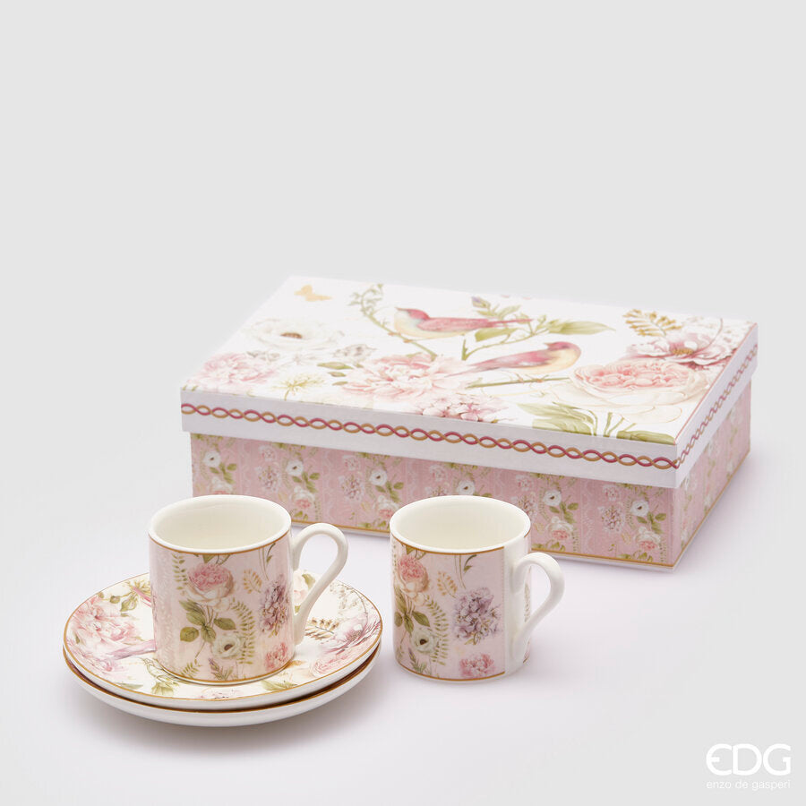 edg enzo de gasperi edg enzo de gasperi set 2 tazze caffe con piattini confezione regalo bianco rosa ean 8059824212979