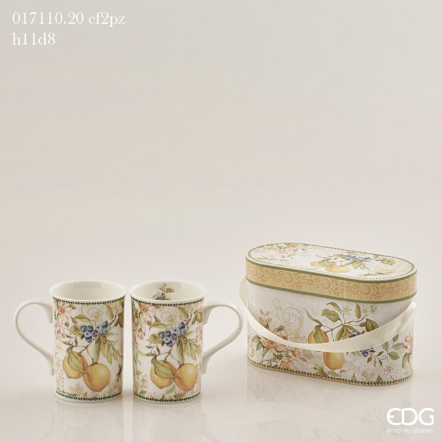 edg enzo de gasperi edg enzo de gasperi set 2 tazze mug porcellana h 11 cm d 8 cm 320 ml confezione regalo giallo ean 8056372397370