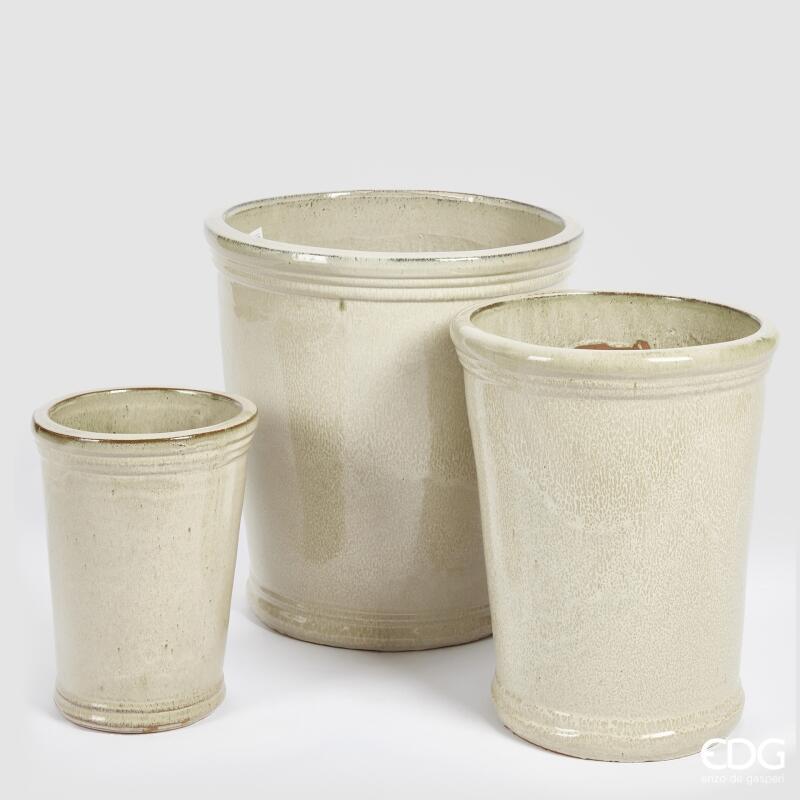 edg enzo de gasperi edg enzo de gasperi set 3 pz vaso glaze svasato h 47 cm h 41 cm h 30 cm waterproof avorio ean 8059824454140