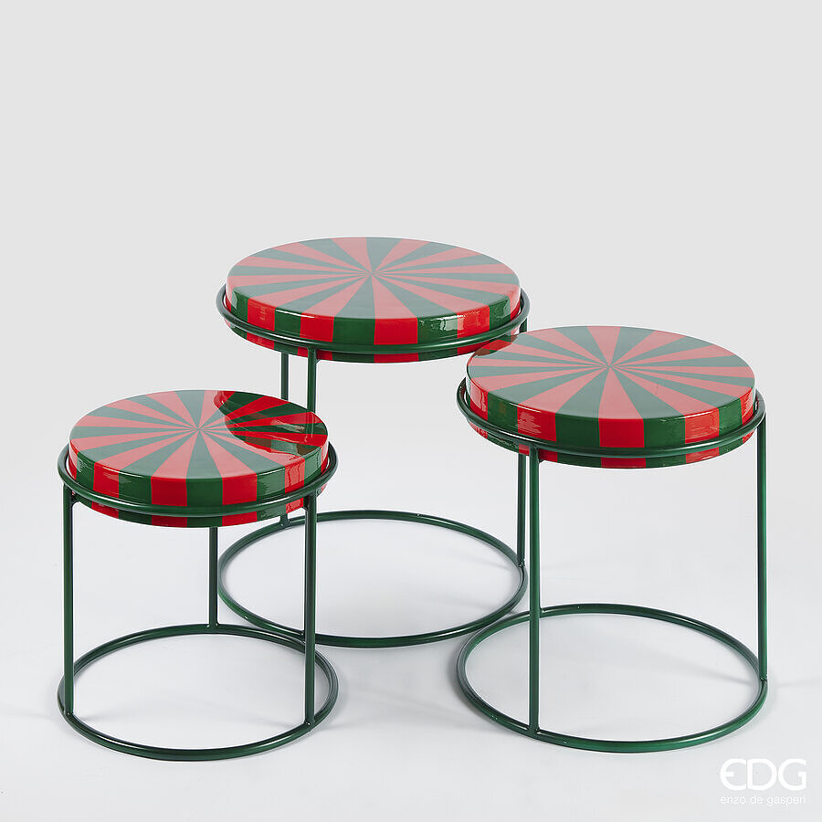 edg enzo de gasperi edg enzo de gasperi tavolo bicolore rotondo natalizio piccolo h 35 cm d 385 cm metallo verde rosso