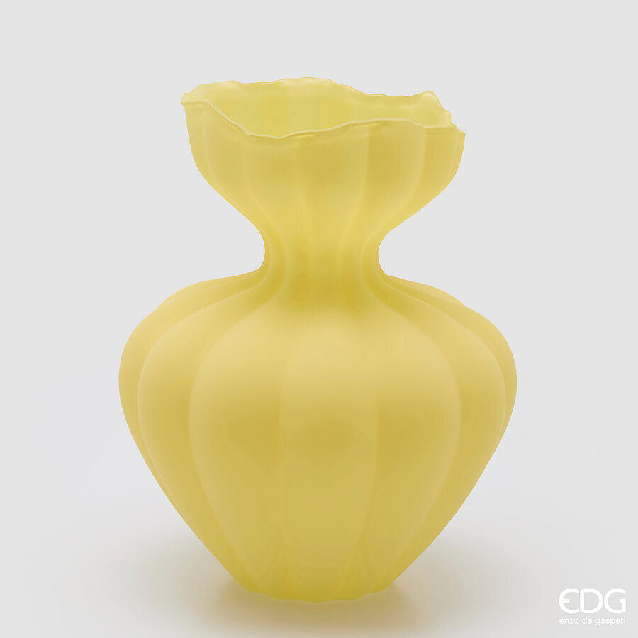 edg enzo de gasperi edg enzo de gasperi vaso flow sinuoso h 32 cm d 26 cm waterproof vetro satinato giallo ean 8059824630674