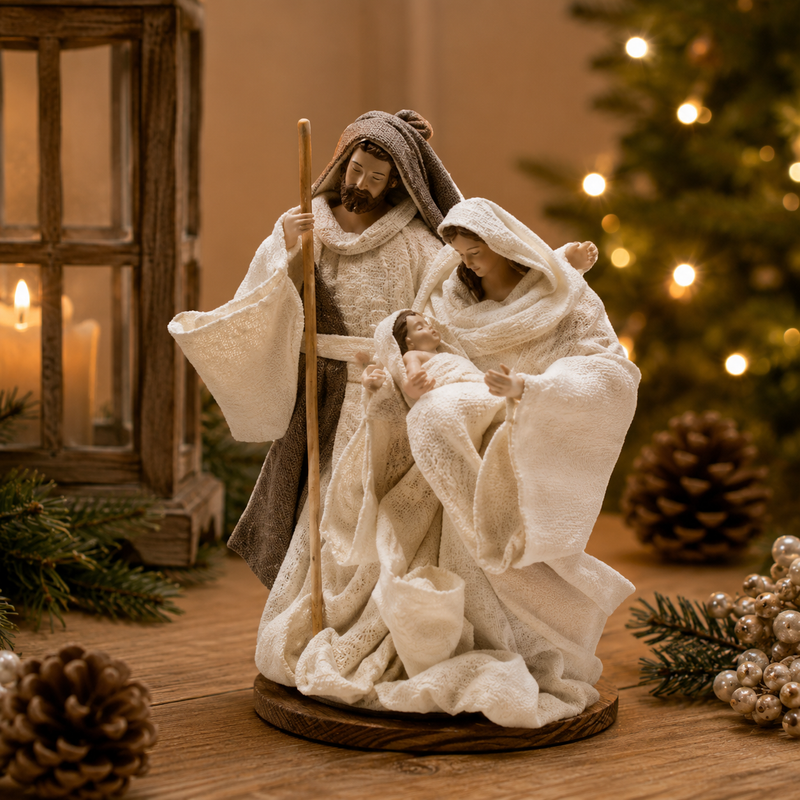 EDG Enzo De Gasperi Nativity Lord Christmas with Base H 17 Cm Ivory