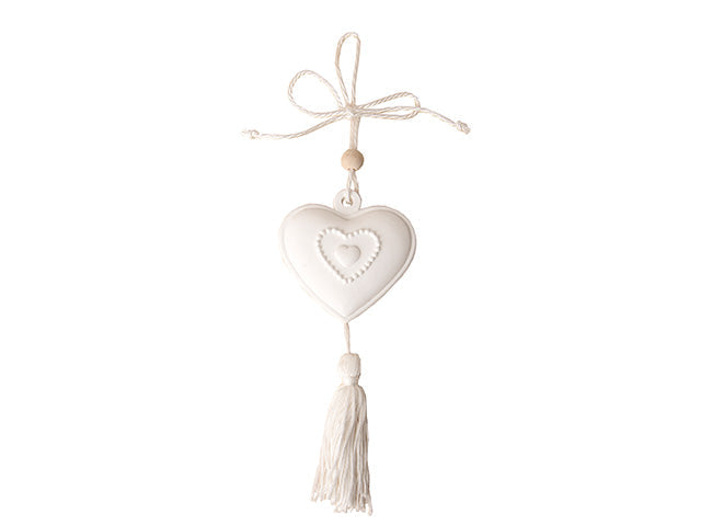 Etm Rich Plaster White Heart 25cm Decoration