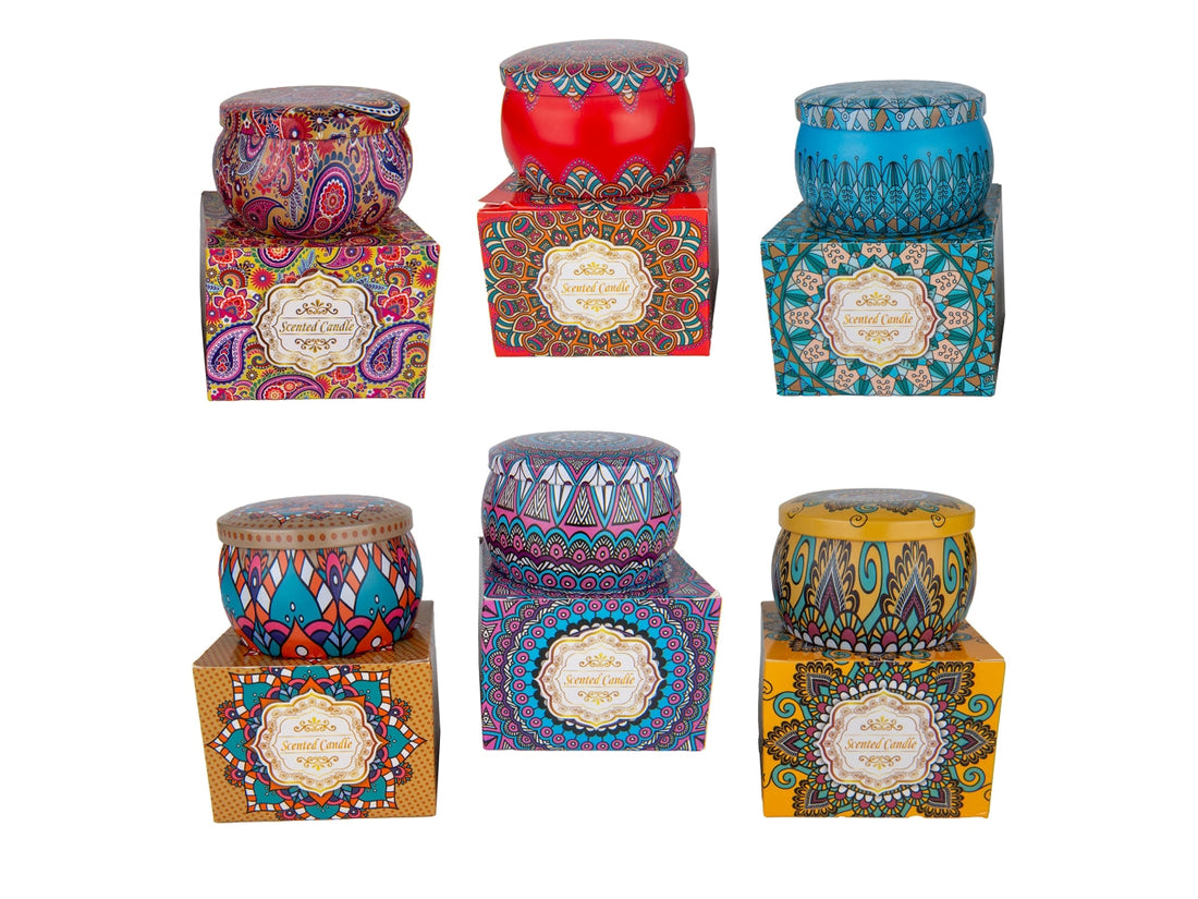 Etm Mosaic Candle Decorative Tin Box 8cm 6 Colors