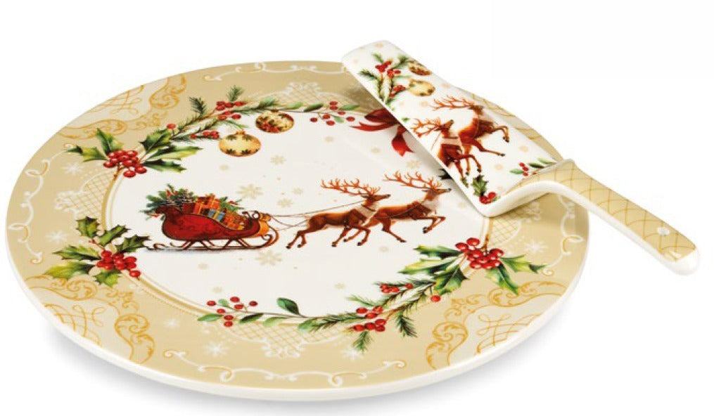 fade fade agrifoglio piatto torta natalizio con paletta d 30 cm multicolor ean 8016175589679