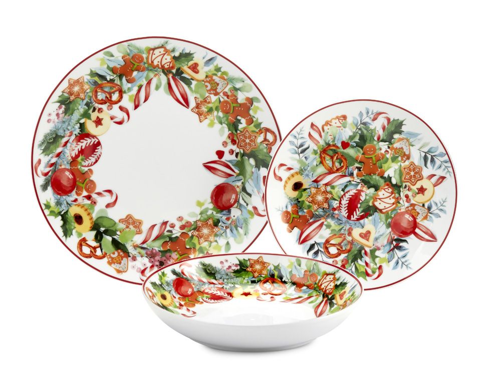 fade fade servizio di natale piatti penny 18 pz porcellana bianco rossa ean 8016175577225