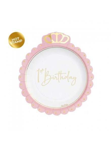 givi italia piatti in carta corona 8 pz birthday girl 20 cm