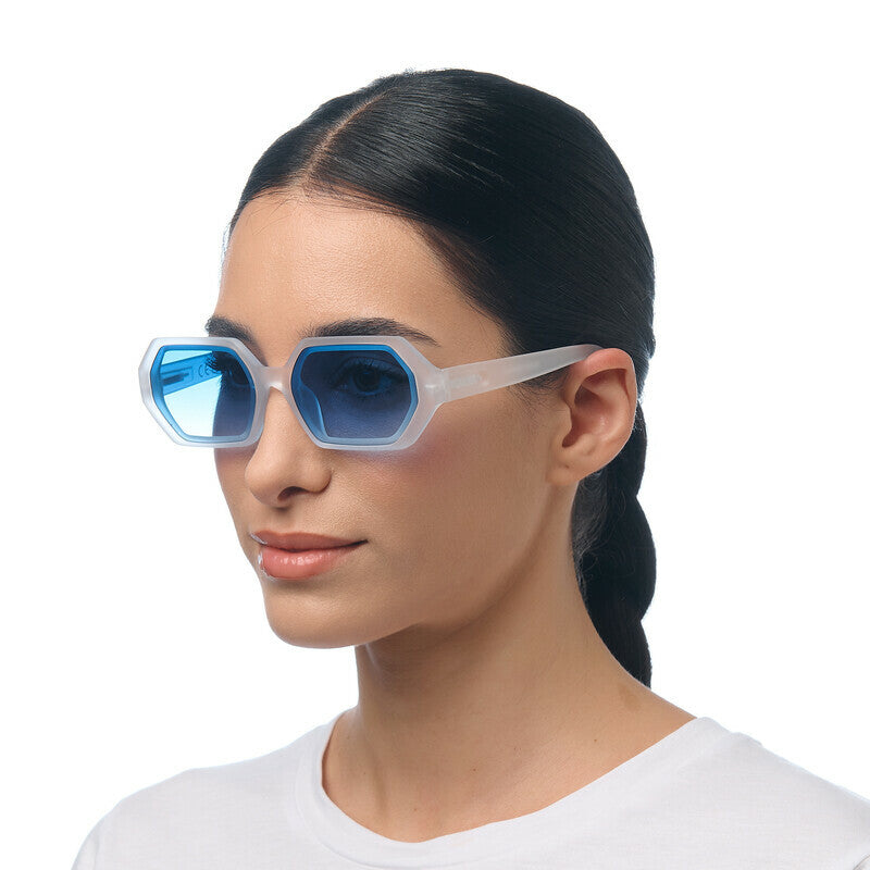 okkia okkia occhiale da sole premontato esagonale mod andrea soft touch translucent clear lenti dark blue ean 8056211375590